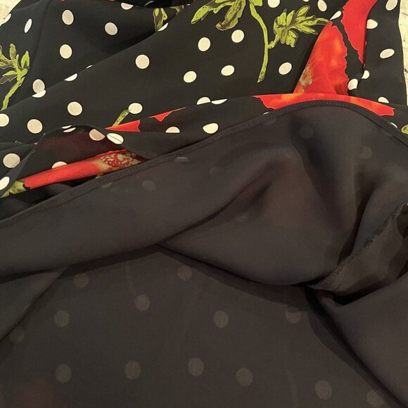 Mica Women's VTG Dress Size 10 Black White Polka Dot Red Rose Sleeveless 90's - Picture 11 of 14